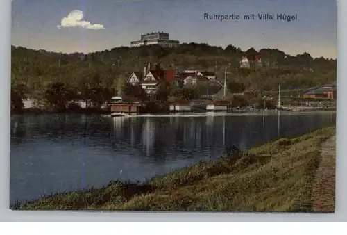 4300 ESSEN - BREDENEY, Ruhrpartie mit Bootshaus und Villa Hügel, 1923