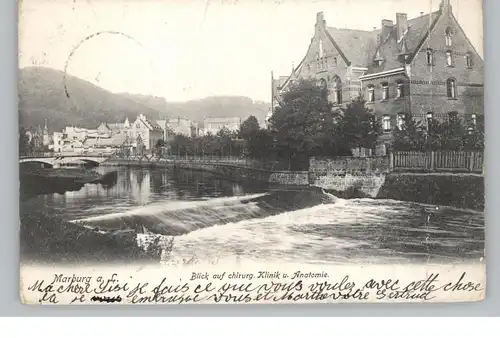 3550 MARBURG, Blick auf chirurg. Klinik und Anatomie, 1906, leichte Druckstelle