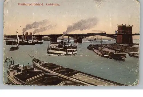 4100 DUISBURG - HOCHFELD, Rheinbrücke, Frachtschiffe, 1919
