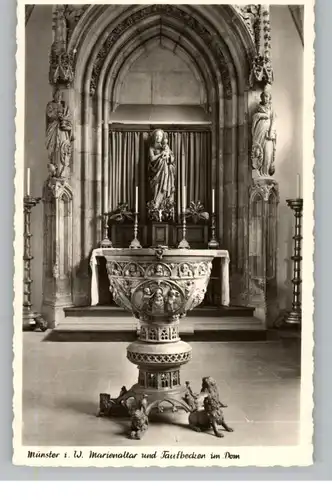 4400 MÜNSTER, Marienaltar und Taufbecken im Dom, 1953