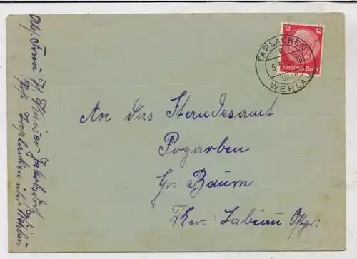 OSTPREUSSEN - TAPLACKEN / TALPAKI (Wehlau), Postgeschichte, Tagesstempel 1941