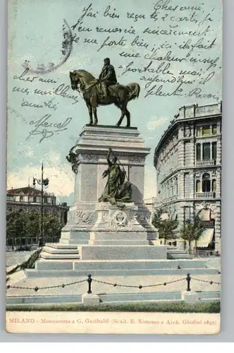 I 20100 MILANO / MAILAND, Monumento a G. Garibaldi, 1908