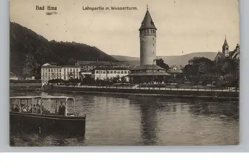 5427 BAD EMS, Personenschiff, Lahn, Wasserturm, 1919