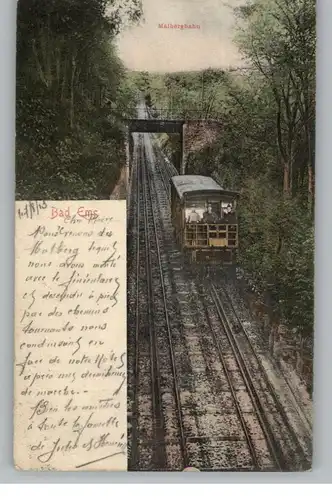 5427 BAD EMS, Malbergbahn, 1903, handcoloriert