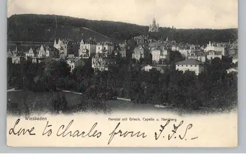 6200 WIESBADEN, Nerotal, Griech. Kapelle und Neroberg, ca. 1905, Verlag Boogaart