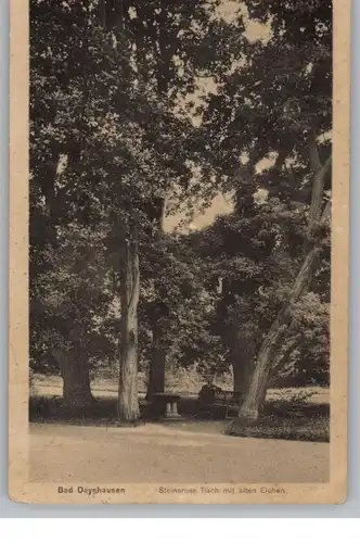 4970 BAD OEYNHAUSEN, Steinerner Tisch mit alten Eichen