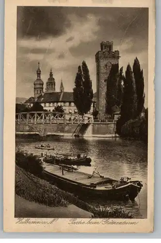 7100 HEILBRONN, Partie am Götzenturm, Neckar - Frachtschiffe