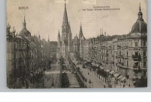 1000 BERLIN - CHARLOTTENBURG, Tauentzienstrasse mit Blick auf die Kaiser-Wilhelm-Gedächtniskirche, 1910