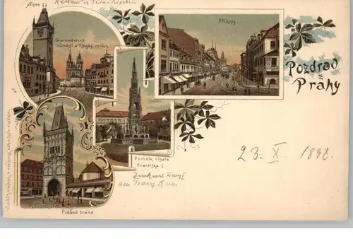 CZ 10000 PRAHA / PRAG, Lithographie 189... 4 Ansichten