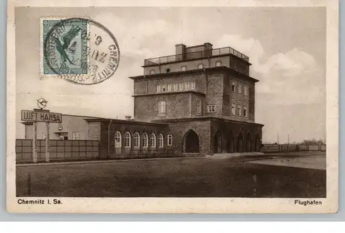 FLUGHAFEN / AIRPORT, CHEMNITZ, 1927, Bahnpost Chemnitz - Riesa - Röderau