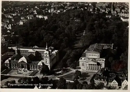 6100 DARMSTADT, Flugzeugaufnahme 30er Jahre, rücks. kl. Klebereste