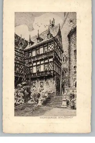 0-3700 WERNIGERODE, Schlosshof, Radierung, 1931