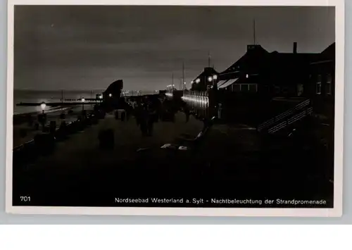2280 WESTERLAND / SYLT, "Nachtbeleuchtung der Strandpromenade, 1952