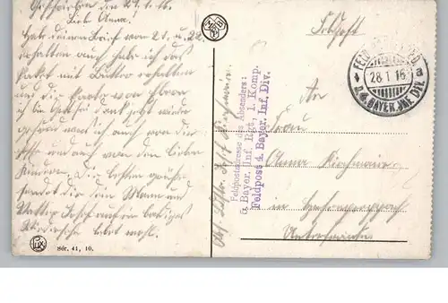 F 59480 LA BASSEE, Rue de la Porte d'Estaires, 1916, deutsche Fedlpost, 5. Bayer. Inf. Regt.