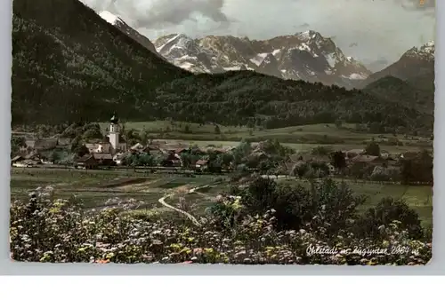 8115 OHLSTADT, Blick auf den Ort mit Zugspitze, 1957