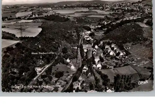 5860 ISERLOHN - GRÜNE, Luftaufnahme Grüne und Haus Dechenhöhle, 1957
