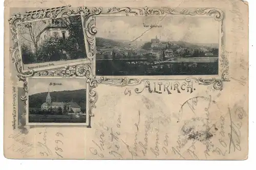 F 68130 ALTKIRCH, Restaurant Constant Hirth, Kirche St. Morand, Gesamtansicht, 1899, kl. Einriss / Druckstelle