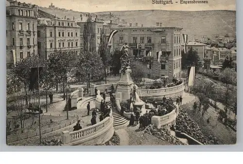 7000 STUTTGART, Engensbrunnen, belebte Szene, 1909