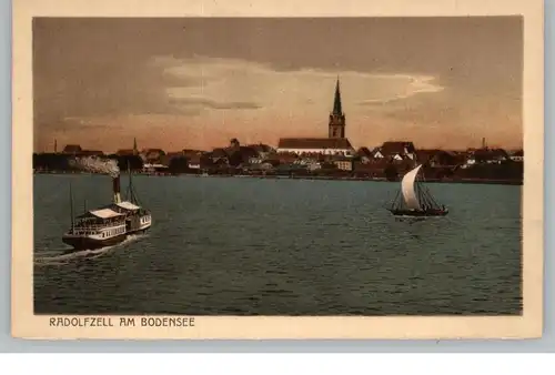 7760 RADOLFZELL, Blick vom See mit Personendampfer und Segelschiff, Verlag Hartmann
