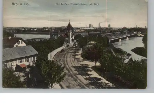 7640 KEHL, Rheinbrücken, Strassenbahn, ca. 1910