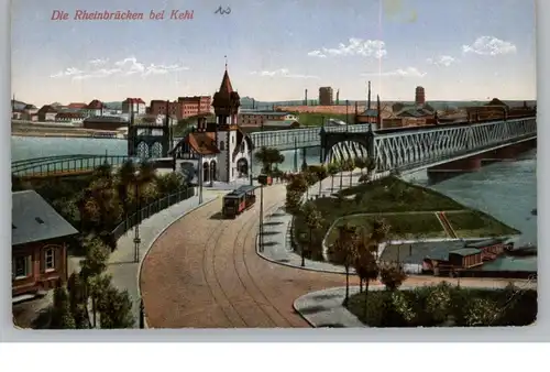 7640 KEHL, Rheinbrücken, Strassenbahn, 1920