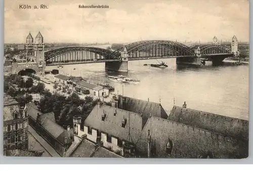 5000  KÖLN, Blick von Gross St. Martin auf Stapelhaus Rheinufer und Hohenzollernbrücke