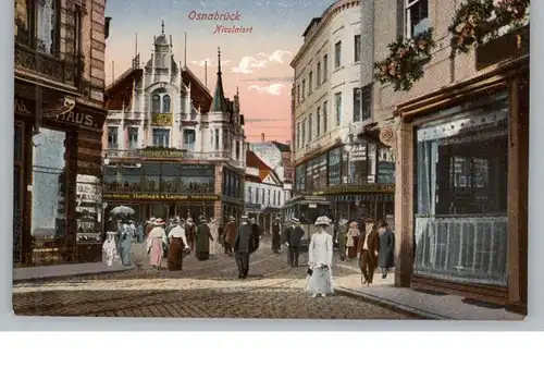 4500 OSNABRÜCK, Nicolaiort, Strassenbahn, belebte Szene, HETTLAGE & LAMPE, Verlag Trinks - Leipzig