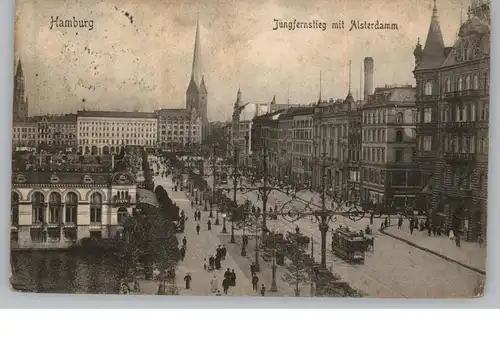 2000 HAMBURG, Jungfernstieg, Alsterdamm, Strassenbahnen, 1913