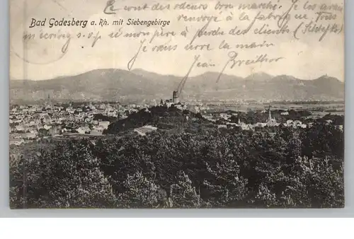 5300 BONN - BAD GODESBERG, Blick auf Godesburg und Siebengebirge, 1905