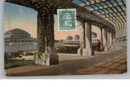 NIEDER - SCHLESIEN - BRESLAU / WROCLAW, Scheitnig-Park, Pergola, Festhalle, Restaurant, 1927