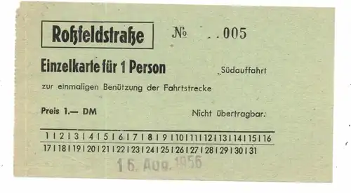 8240 BERCHTESGADEN, Einzelkarte für die Roßfeldstrasse, 1956
