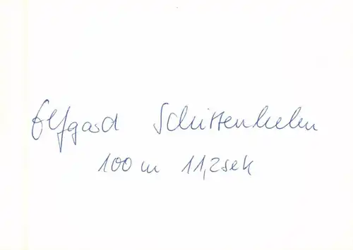 SPORT - LEICHTATHLETIK, Autograph Elfgard Schittenhelm, Europameisterin, Olympiateilnehmerin 1972