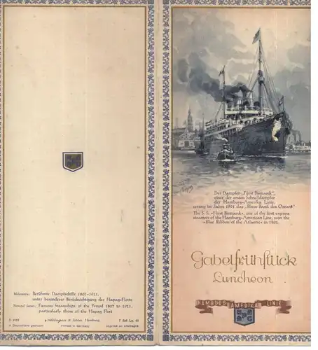 OZEANSCHIFFE - M.S. MILWAUKEE, Hapag, Menukarte 26.6.1936