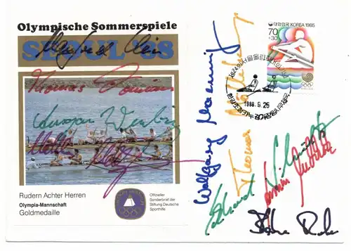 OLYMPIA 1988 SEOUL - Rudern Achter mit allen Unterschriften  - gedruckt