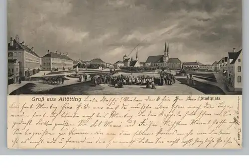 8262 ALTÖTTING, Stadtplatz, Prozession, 1906, Verlag Waldherr