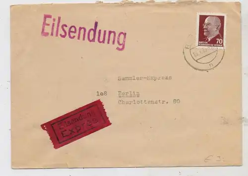 DDR - 1965, Michel 938, 70 Pfg. Ulbricht, Eilbrief, Bahnpost Berlin - Karl-Marx-Stadt