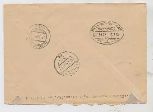 DDR - 1965, Michel 938, 70 Pfg. Ulbricht, Eilbrief, Bahnpost Berlin - Karl-Marx-Stadt