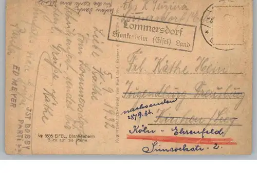 5378 BLANKENHEIM, Strassenpartie, 1932, Landpoststempel "Lommersdorf Blankenheim Land", Brfm. fehlt