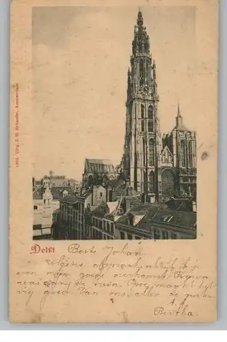 ZUID-HOLLAND - DELFT, Kerk van Antwerpen !!!, 1900, van Delft naar Gameren, Edit. Schaefer-Amsterdam