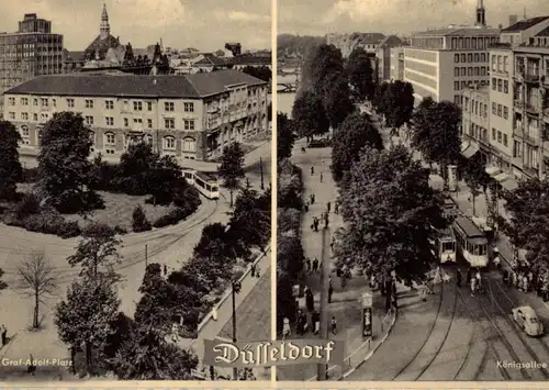 4000 DÜSSELDORF, Königsallee / Graf-Adolf-Platz, 50er Jahre, Verlag Simon - München