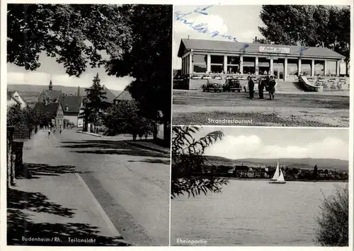 6501 BUDENHEIM, Onkel Heine, Strassenpartie, Rheinansicht