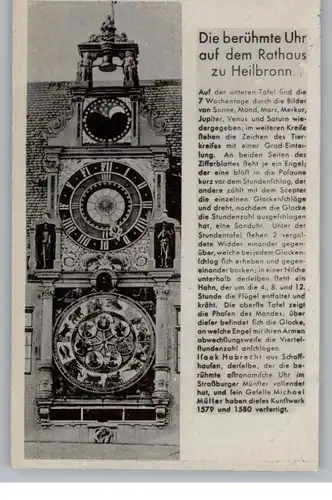 7100 HEILBRONN, Uhr auf dem Rathaus, 1942