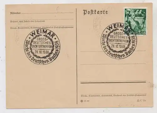 0-5300 WEIMAR, Postgeschichte, Sonderstempel Grossdeutsches Dichtertreffen, Woche des Buches, 1938, Sonderstempel