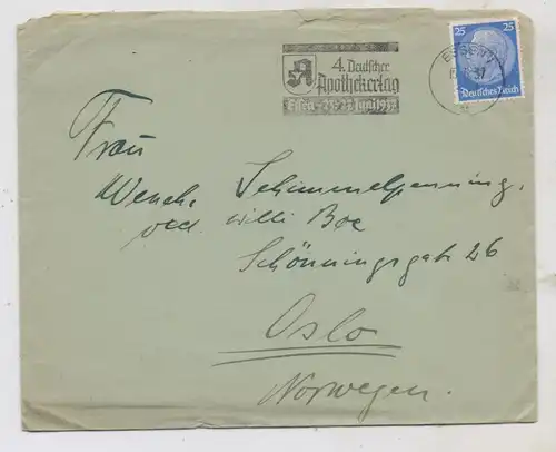 PHARMAZIE- Sonderstempel Deutscher Apothekertag Essen 1937, Brief nach Norwegen