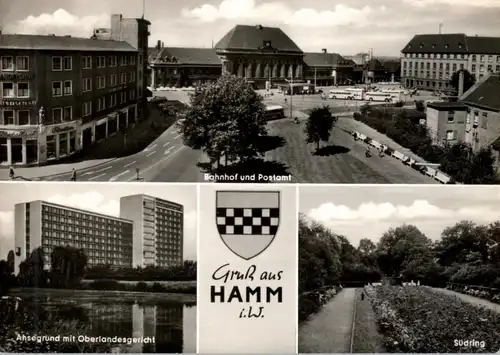 4700 HAMM, Bahnhof / Postamt / OLG / Südring, ca. 1960