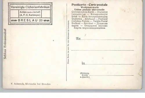 0-9382 AUGUSTUSBURG - ERDMANNSDORF, Schloß, Werbe-Karte der Cichorienfabriken Breslau