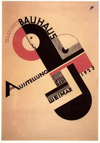 ARCHITEKTUR - BAUHAUS Plakat zur Ausstellung Weimar 1923, Repro aus 1984