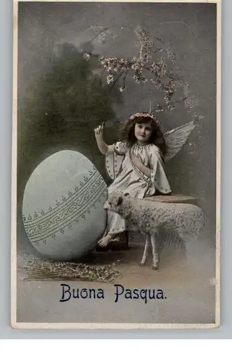OSTERN - Mädchen mit Lamm und Riesenei, 1913