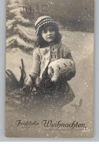 KINDER - Mädchen mit Tannenbaum, "Frohe Weihnachten", 1927