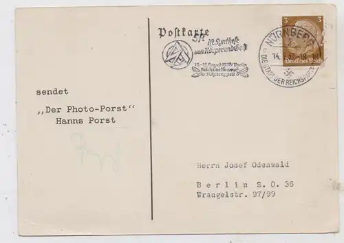 8500 NÜRNBERG, Postgeschichte, Werbestempel  "SA - Reichswettkampf ", Berlin 1937